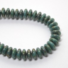 6mm Two Hole Lentil Turquoise Bronze Picasso